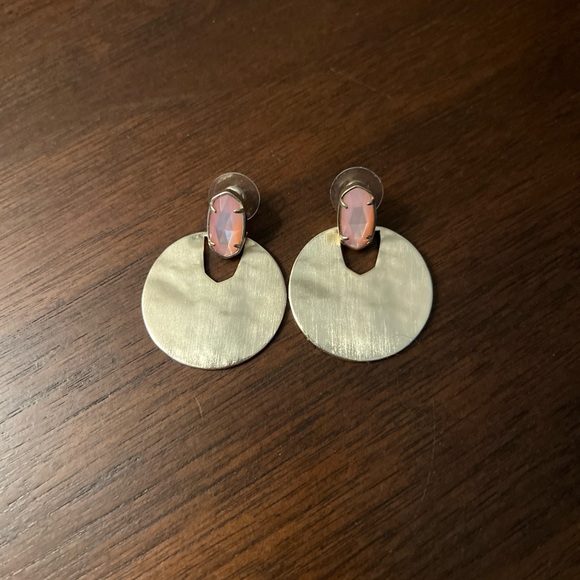 Kendra Scott Gold Earrings with Pink Stone - Picture 1 of 2